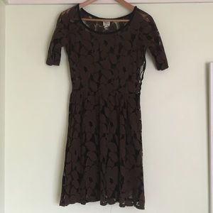Unconditional Osier brown semi sheer lace dress